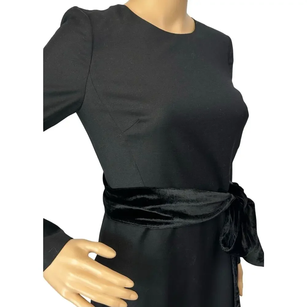 J. Crew Day To Night Velvet Bow Dress Black H3593 Size 0